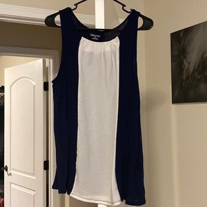 Navy blue and cream tank top. Size large. 100% rayon